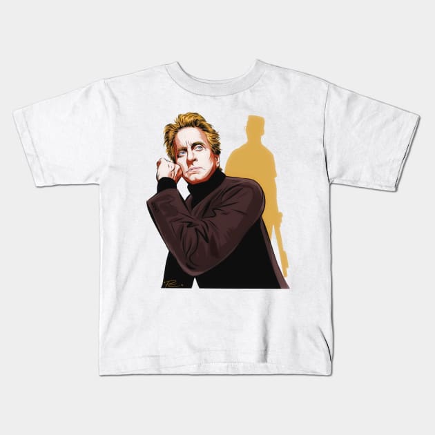 Michael Douglas - An illustration by Paul Cemmick Kids T-Shirt by PLAYDIGITAL2020